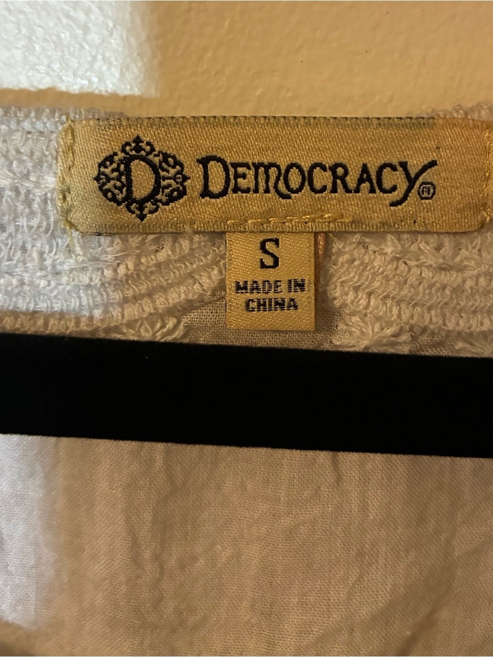Democracy Mineral Wash 100% Cotton Crochet Embroidered Peasant Blouse Top Boho S - Picture 7 of 9